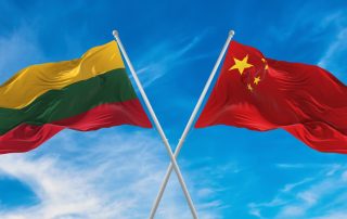 Lithuania's flag and PRC's flag