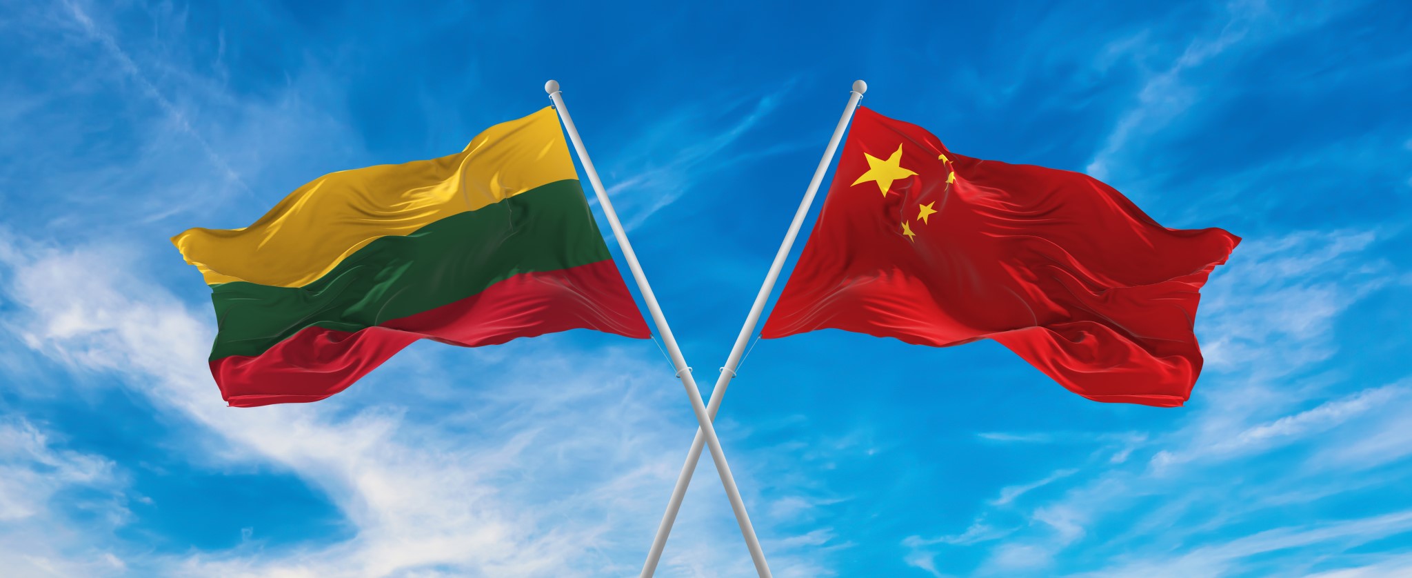 Lithuania's flag and PRC's flag
