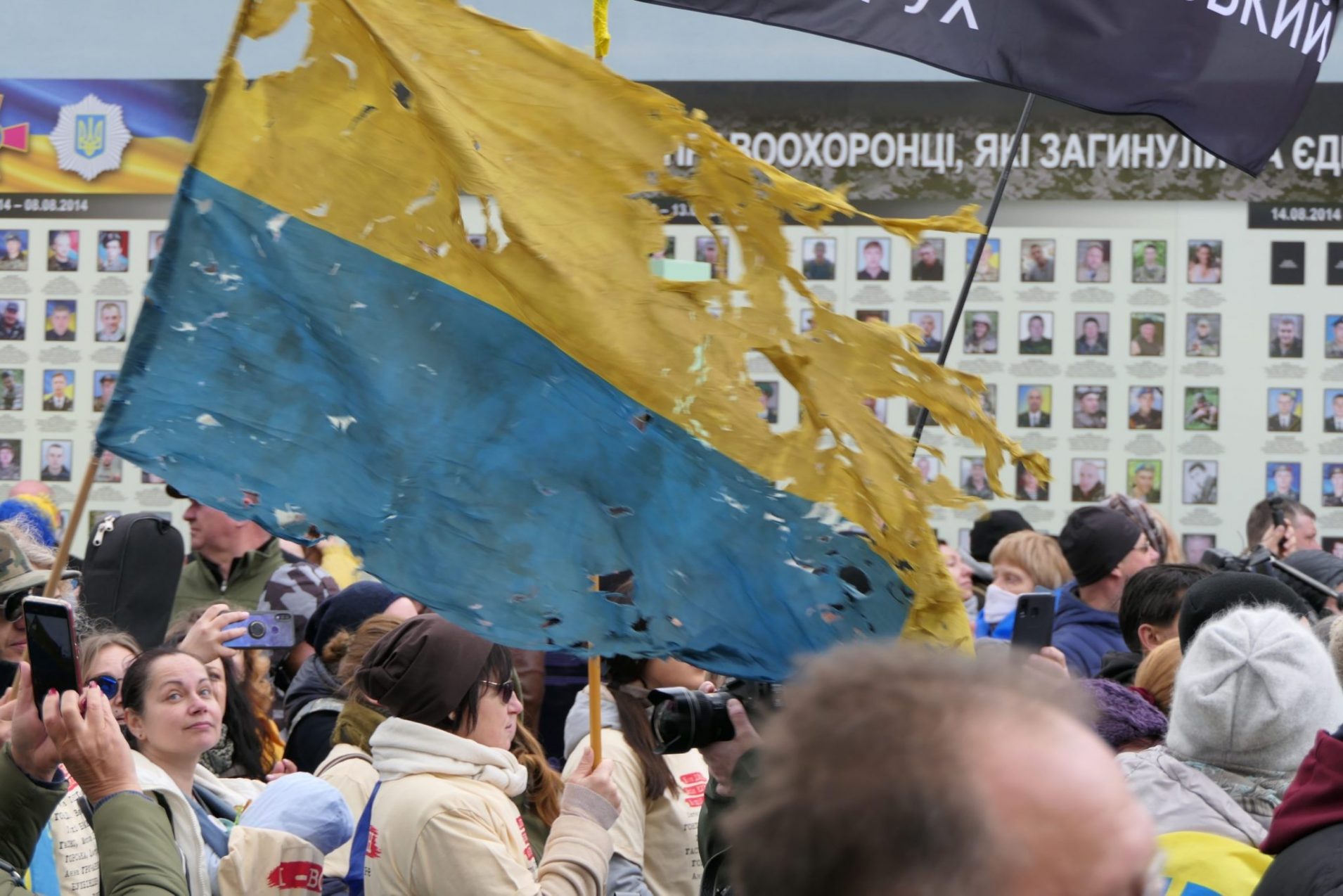Kyiv / Ukraine - 03.14.2020: Demonstration of volunteers who fought in the Russian-Ukrainian war