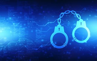 handcuffs over cyber illustration