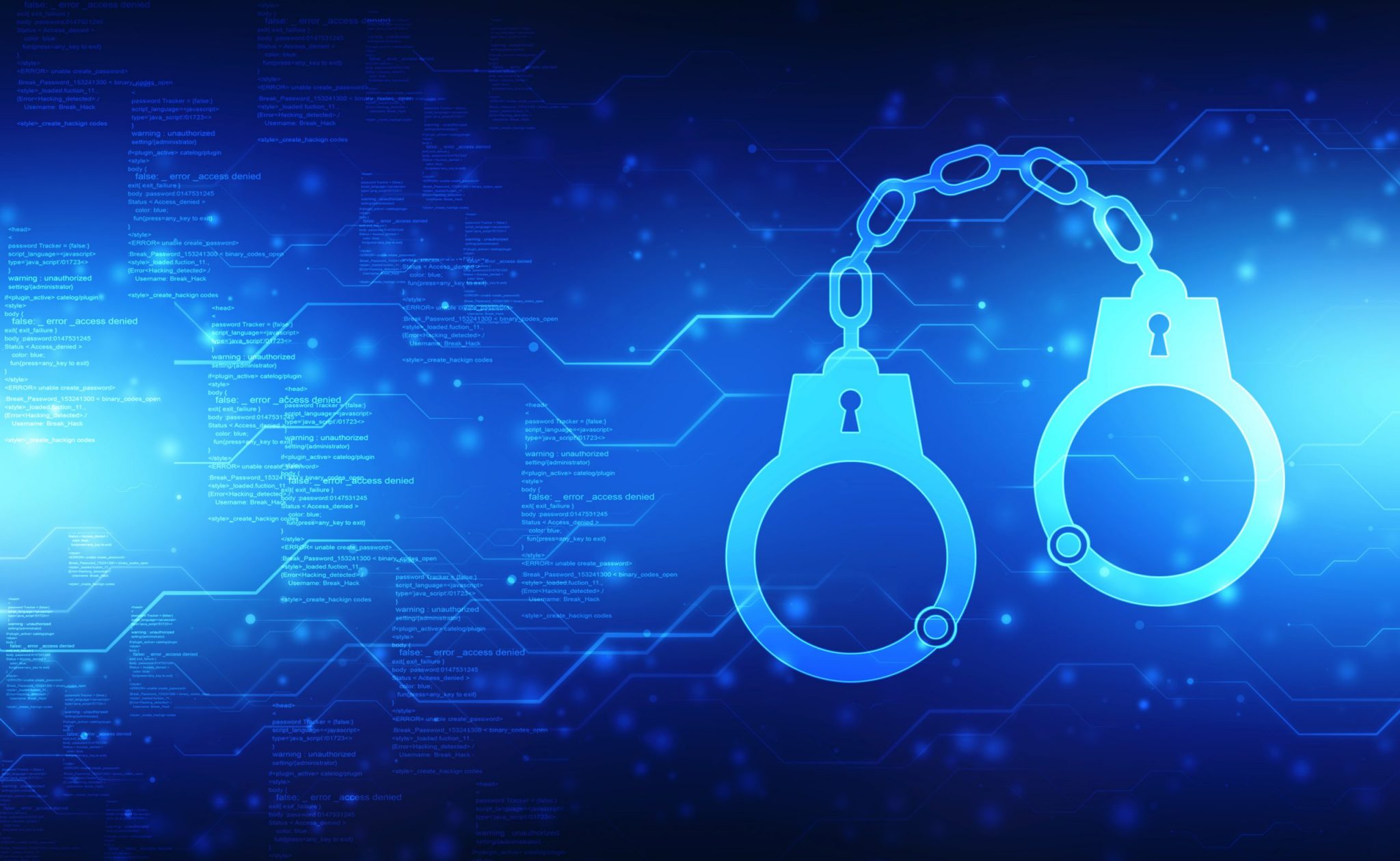 handcuffs over cyber illustration