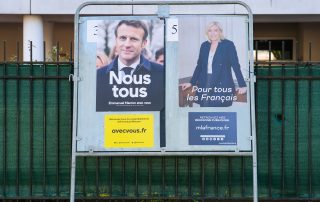 Paris, France - April 17, 2022 : Elections in France with Macron or Le Pen for Presidency