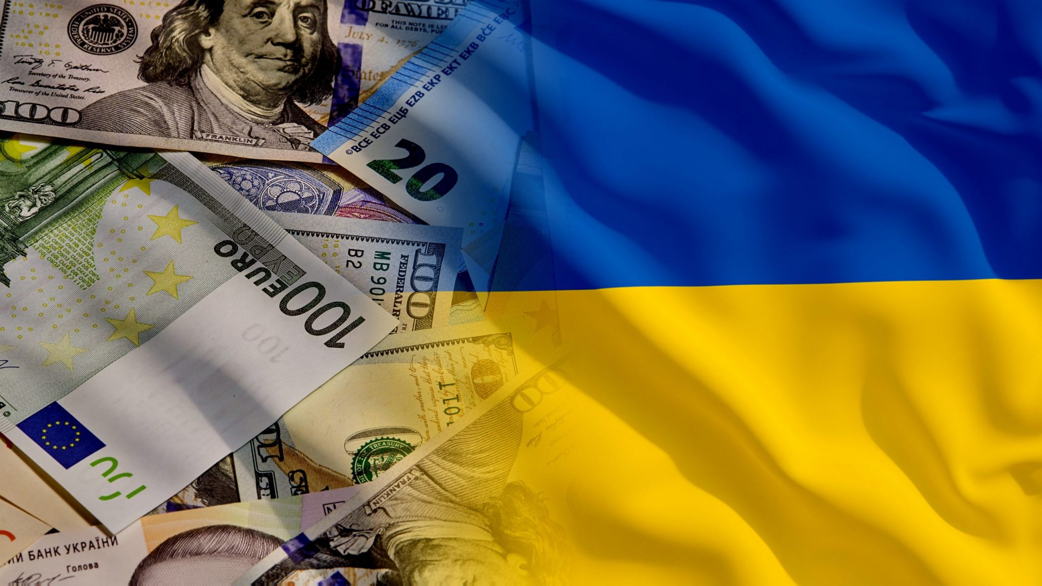 Waving Ukraine and Money Flag