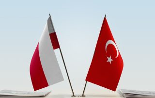 Flags of Poland and Turkey.