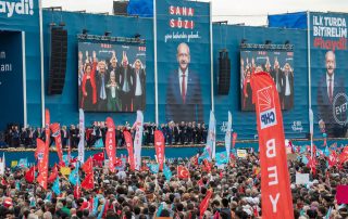 Party supporters supporting Kemal Kilicdaroglu, the presidential candidate of the Nation Alliance and Chairman of the Republican People's Party,CHP,at the Great Istanbul Rally in Turkey on May 6,2023